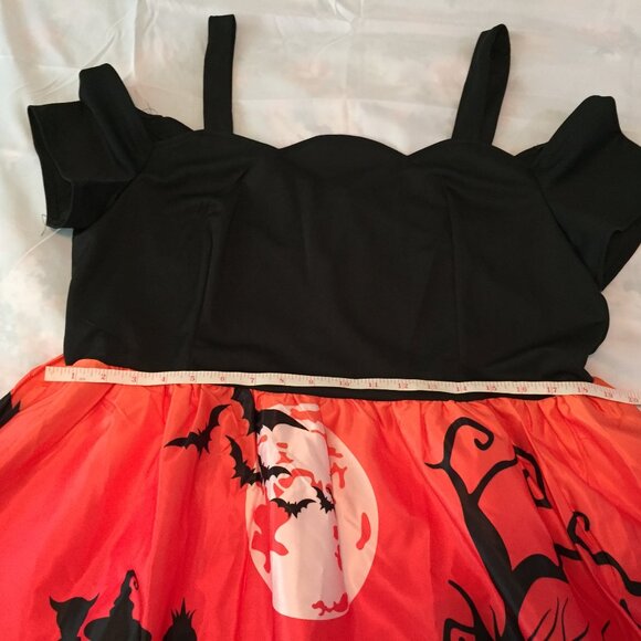 Rosegal Halloween Cold Shoulder Trick or Treaters Moon Bats Dress Size 1X NWT  M - Picture 8 of 13
